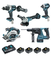 Pack 5 outils 18V (DTD154 + DJR183 + DHR243 + DTM51 + DCL180) + 3 batteries  5Ah + chargeur + coffret MAKPAC - MAKITA - DLX5045TJ