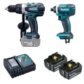 Coffret Makita DLX0921 - perceuse DDF485RTJB + 2 batteries 18V 5Ah +  chargeur DC18RC + enceinte DMR202B