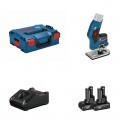 Bosch Professional 12V System affleureuse sans fil GKF 12V-8 (avec 2  batteries 3,0 Ah + chargeur rapide, pince de serrage 8 mm, clé plate, dans  L-BOXX