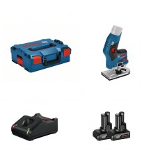Affleureuse GKF 12V-8 + 2 batteries 12V 6 Ah + 1 chargeur GAL 12V-40 BOSCH