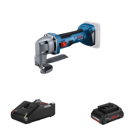 Cisaille à tôle GSC 18V-16 E + 1 batterie Procore 18V 4 Ah + 1 chargeur GAL 18V-40 BOSCH