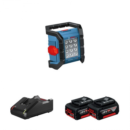 Lampe GLI 18V-1200 C + 2 batteries GBA 18V 4 Ah + 1 chargeur GAL 18V-40 BOSCH