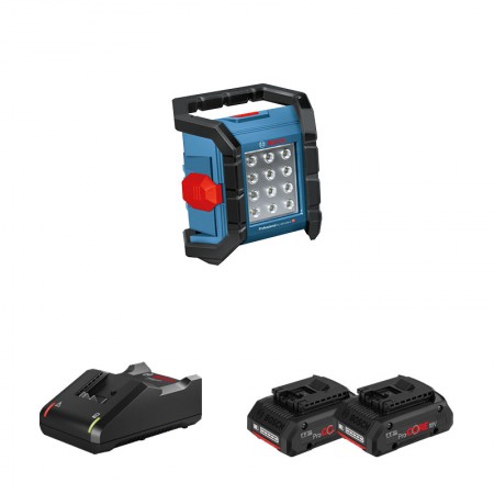 Lampe GLI 18V-1200 C + 2 batteries Procore 18V 4 Ah + 1 chargeur GAL 18V-40 BOSCH
