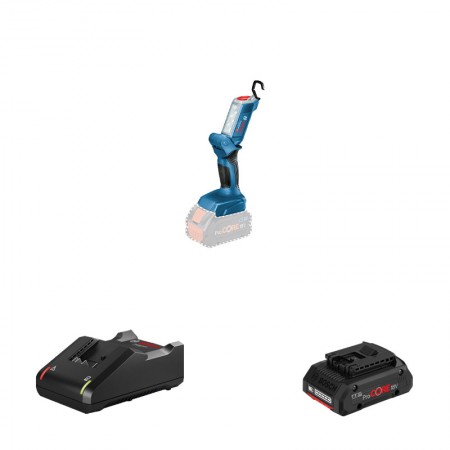 Lampe GLI 18V-300 + 1 batterie Procore 18V 4 Ah + 1 chargeur GAL 18V-40 BOSCH