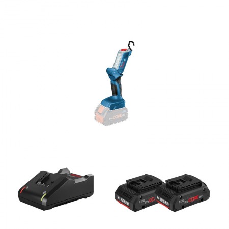 Lampe GLI 18V-300 + 2 batteries Procore 18V 4 Ah + 1 chargeur GAL 18V-40 BOSCH