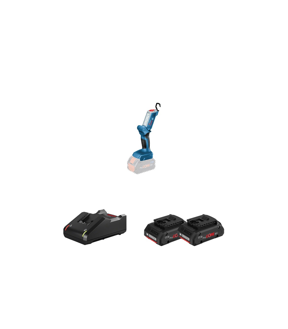 Lampe GLI 18V-300 + 2 batteries Procore 18V 4 Ah + 1 chargeur GAL 18V-40 BOSCH