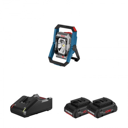 Lampe GLI 18V-2200 C + 2 batteries Procore 18V 4 Ah + 1 chargeur GAL 18V-40 BOSCH