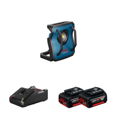 Lampe sans fil GLI 18V-4000 C + 2 batteries GBA 18V 4 Ah + 1 chargeur GAL 18V-40 BOSCH