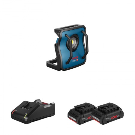 Lampe sans fil GLI 18V-4000 C + 2 batteries Procore 18V 4 Ah + 1 chargeur GAL 18V-40 BOSCH