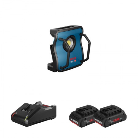 Lampe GLI 18V-10000 C + 2 batteries Procore 18V 4 Ah + 1 chargeur GAL 18V-40 BOSCH