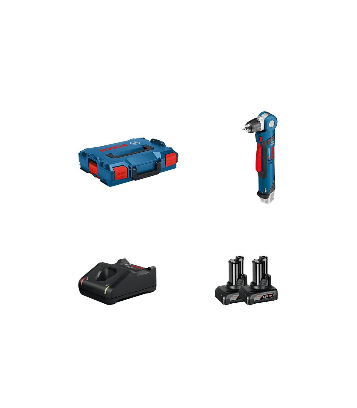 Perceuse d’angle GWB 12V-10 Click & Go + 2 batteries 12V 6 Ah + chargeur GAL 12V-40 BOSCH
