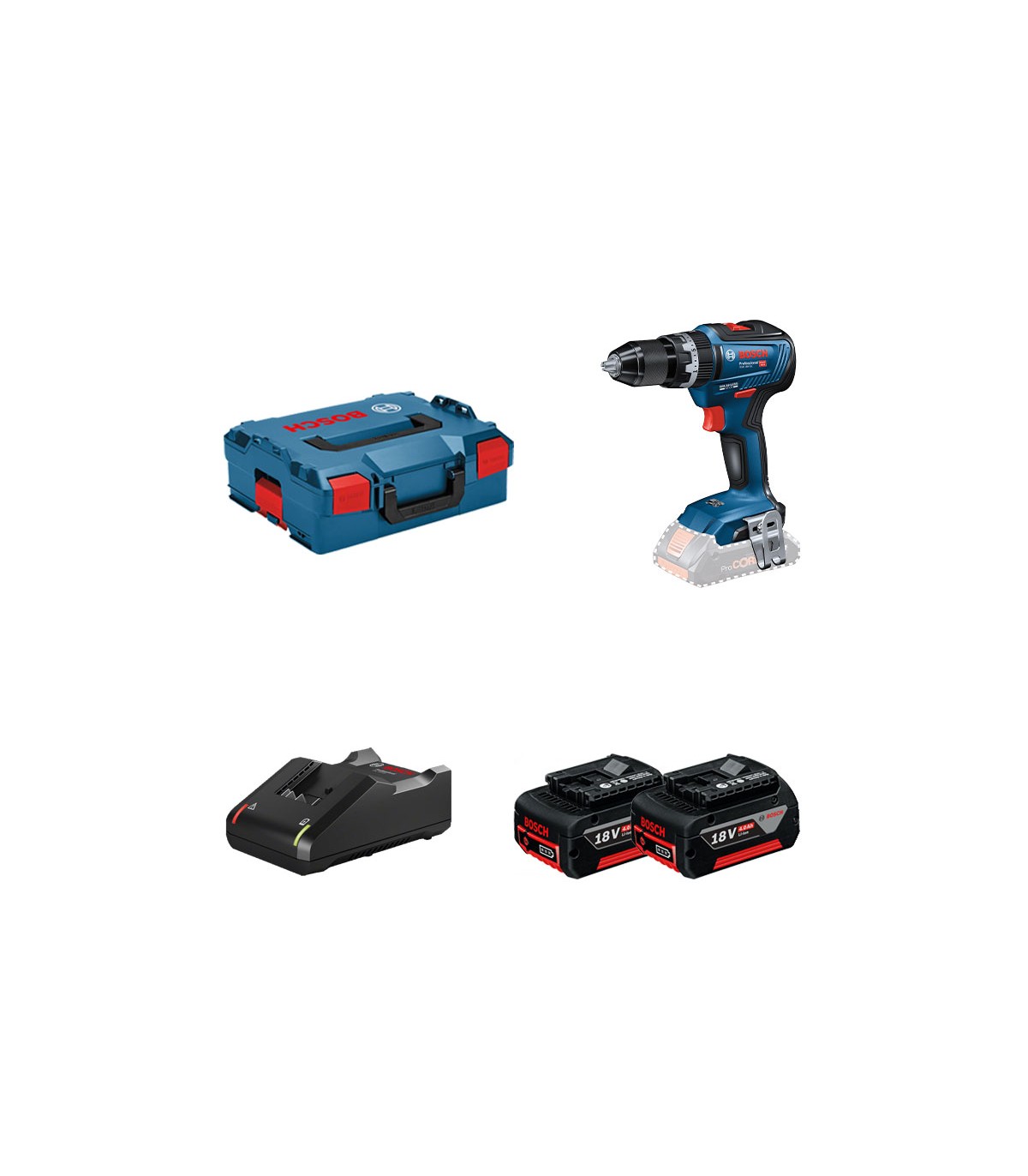Perceuse-visseuse GSB 18V-55 + 2 batteries GBA 18V 4 Ah + 1 chargeur GAL 18V-40 BOSCH