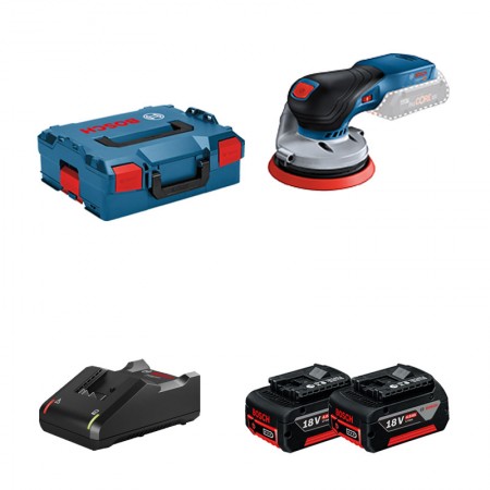 Ponceuse excentrique Ø125 mm GEX 18V-125 + 2 batteries GBA 18V 4 Ah + 1 chargeur GAL 18V-40 BOSCH