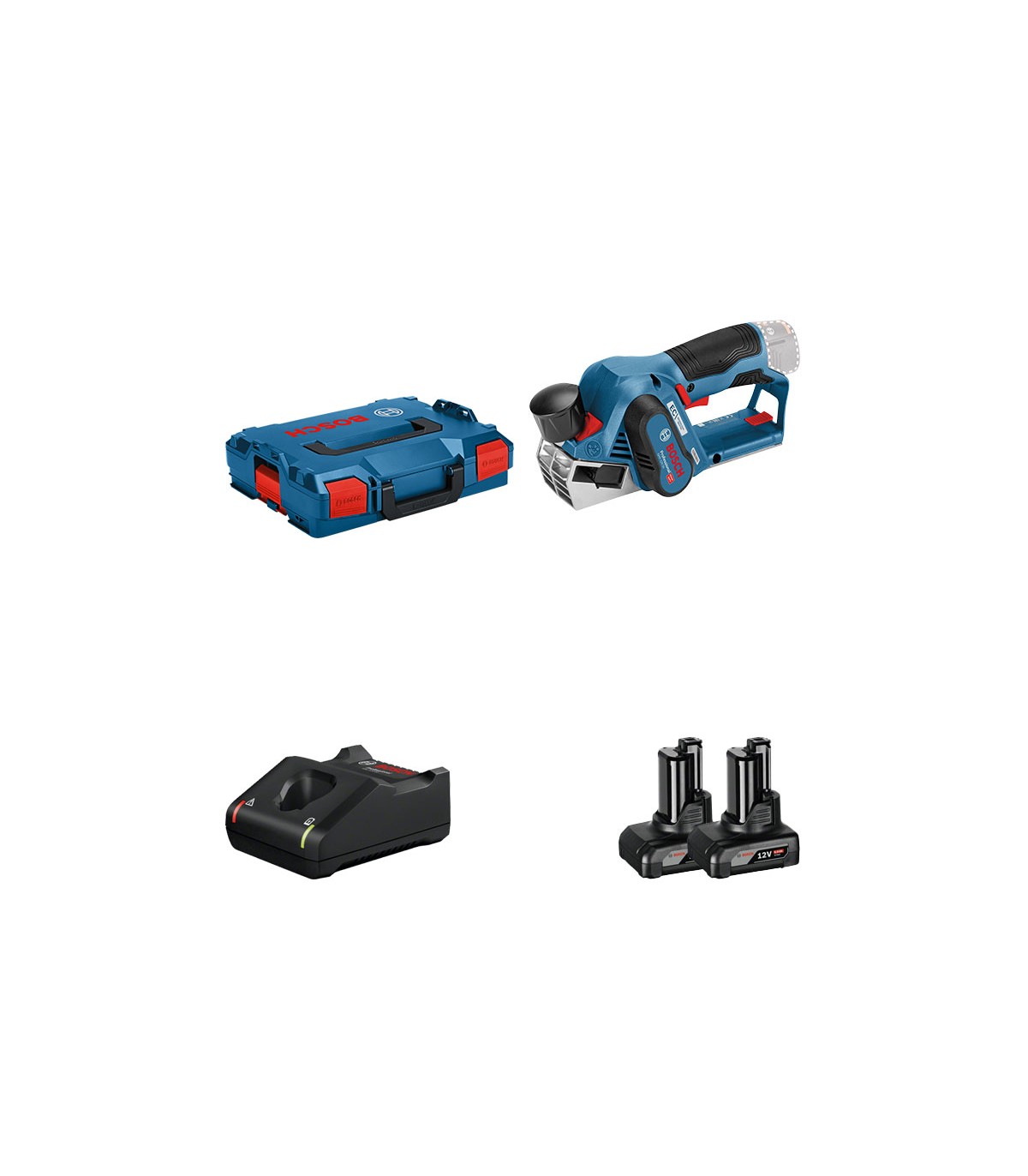 Rabot GHO 12V-20 + 2 batteries 12V 6 Ah + chargeur GAL 12V-20 BOSCH