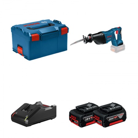 Scie sabre GSA 18 V-LI + 2 batteries GBA 18V 4 Ah + 1 chargeur GAL 18V-40 BOSCH