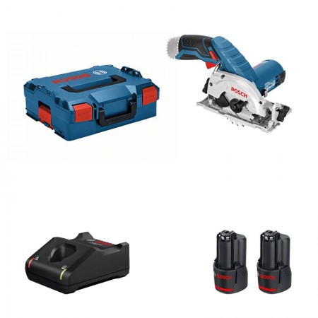 Scie circulaire Ø85 mm GKS 12V-26 + 2 batteries 12V 3 Ah + 1 chargeur GAL 12V-40 BOSCH