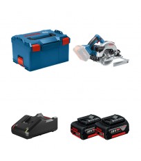 Scie circulaire Ø165 mm GKS 18V-57G + 2 batteries GBA 18V 4.0 Ah + 1 chargeur GAL 18V-40 BOSCH