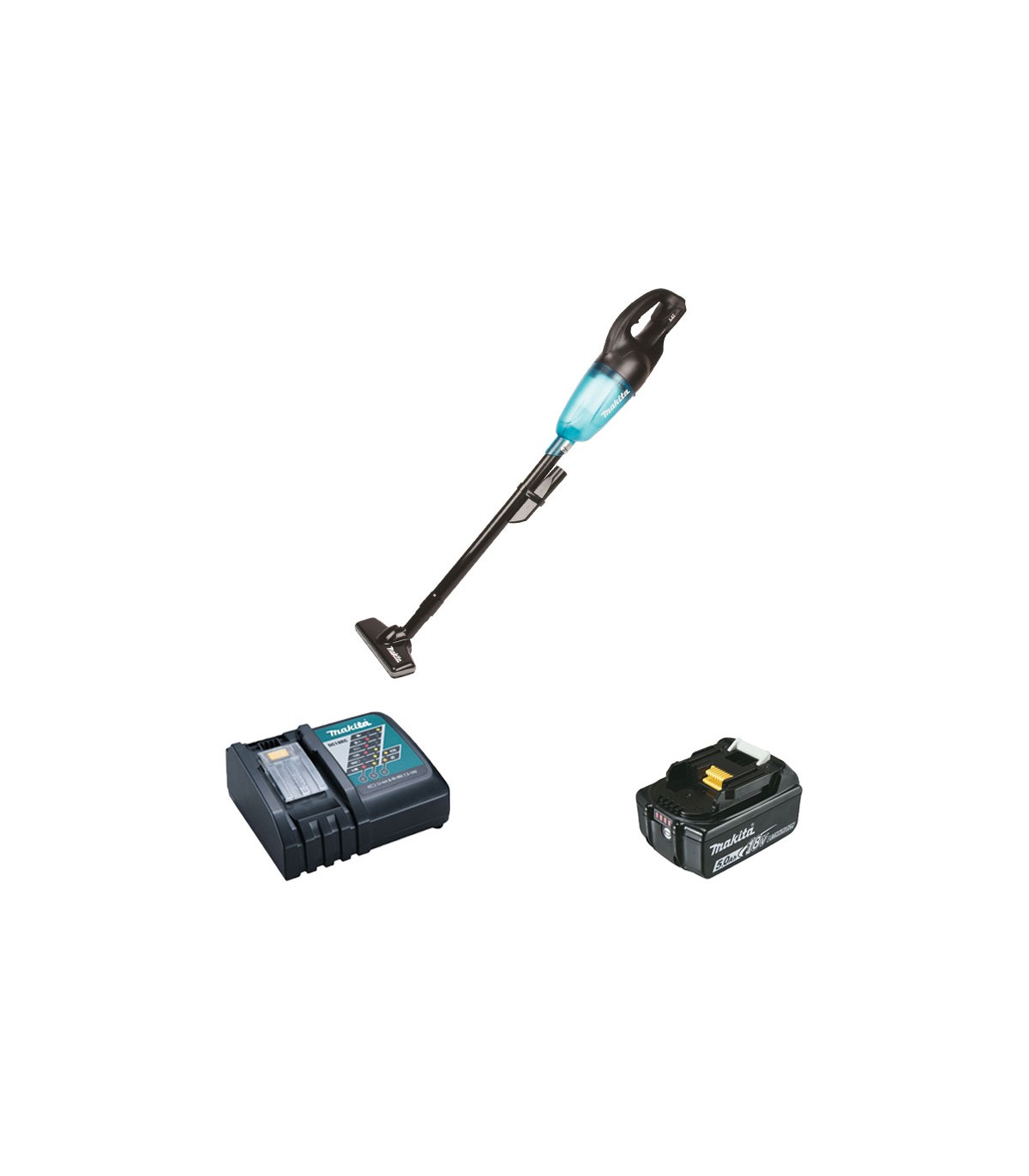 Aspirateur 18V DCL180ZB + 1 batterie BL1850B 18V 5 Ah + 1 chargeur rapide DC18RC MAKITA