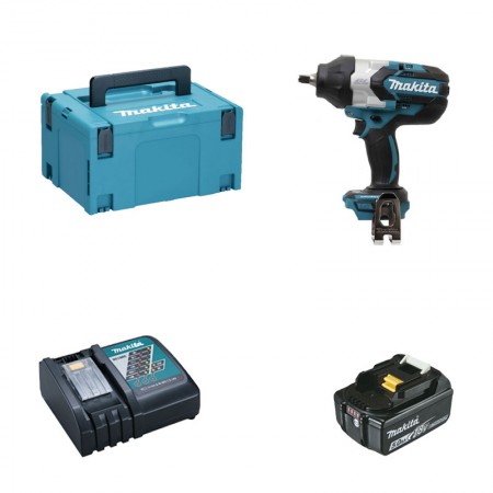 Boulonneuse 1/2" 18V 1000Nm DTW1002ZJ + 1 batterie BL1850B 18V 5 Ah + 1 chargeur rapide DC18RC MAKITA