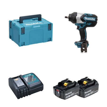 Boulonneuse 1/2" 18V 1000Nm DTW1002ZJ + 2 batteries BL1860B 18V 6 Ah + 1 chargeur rapide DC18RC MAKITA