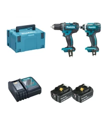 Ensemble de 2 machines 18V 5Ah (DDF482 + DTD152) DLX2127TJ + 2 batteries BL1850 18V 5 Ah + 1 chargeur rapide DC18RC MAKITA