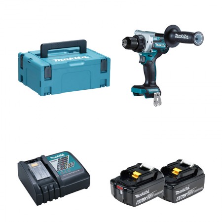 Perceuse-visseuse DDF486ZJ + 2 batteries BL1860B 18V 6 Ah + 1 chargeur rapide DC18RC MAKITA