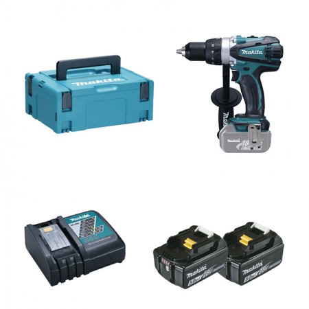 Perceuse-visseuse 18V DDF458ZJ + 2 batteries BL1850B 18V 5 Ah + 1 chargeur rapide DC18RC MAKITA