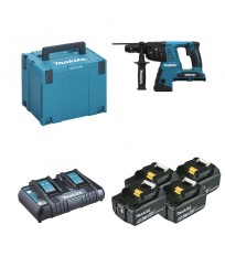 Perforateur burineur SDS-Plus 2x18V DHR264ZJ + 4 batteries BL1850B 18V 5 Ah + 1 chargeur rapide double DC18RD MAKITA