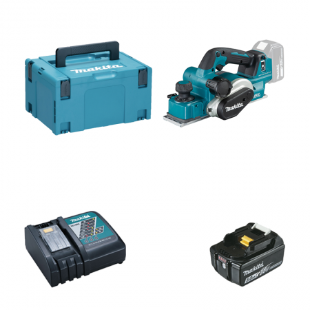 Rabot 18V DKP181ZJ + 1 batterie BL1850B 18V 5 Ah + 1 chargeur rapide DC18RC MAKITA