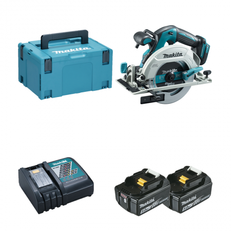 Scie circulaire 18V Ø165 mm DHS680ZJ + 2 batteries BL1850B 18V 5 Ah + 1 chargeur rapide DC18RC MAKITA