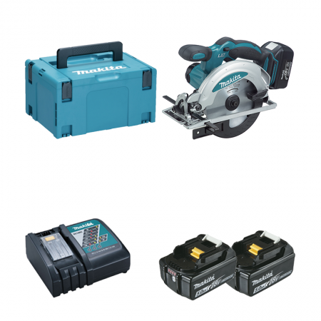 Scie circulaire 18V Ø165 mm DSS610ZJ + 2 batteries BL1850B 18V 5 Ah + 1 chargeur rapide DC18RC MAKITA