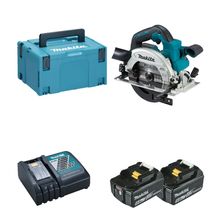 Scie circulaire 18V Ø165 mm DHS660ZJ + 2 batteries BL1850B 18V 5 Ah + 1 chargeur rapide DC18RC MAKITA