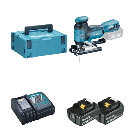 Scie sauteuse 18V DJV181ZJ + 2 batteries BL1850B 18V 5 Ah + 1 chargeur rapide DC18RC MAKITA