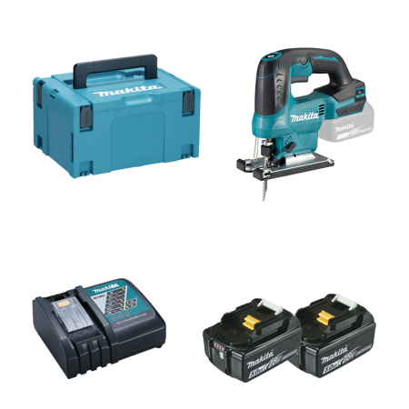 Scie sauteuse 18V DJV184ZJ + 2 batteries BL1850B 18V 5 Ah + 1 chargeur rapide DC18RC MAKITA