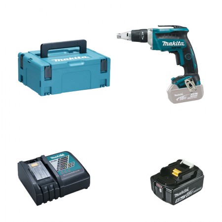 Visseuse plaque de plâtre DFS452ZJ + 1 batterie BL1850B 18V 5 Ah + 1 chargeur rapide DC18RC MAKITA