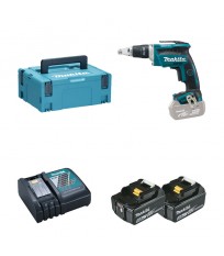 Visseuse plaque de plâtre DFS452ZJ + 2 batteries BL1850B 18V 5 Ah + 1 chargeur rapide DC18RC MAKITA