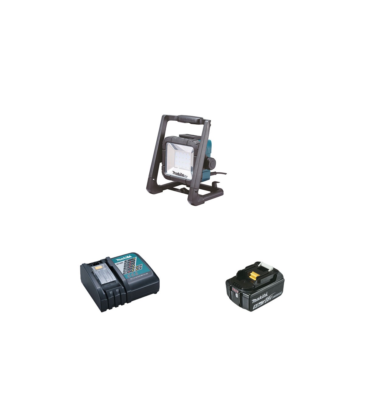 Projecteur de chantier DML805 + 1 batterie BL1850B 18V 5 Ah + 1 chargeur rapide DC18RC MAKITA