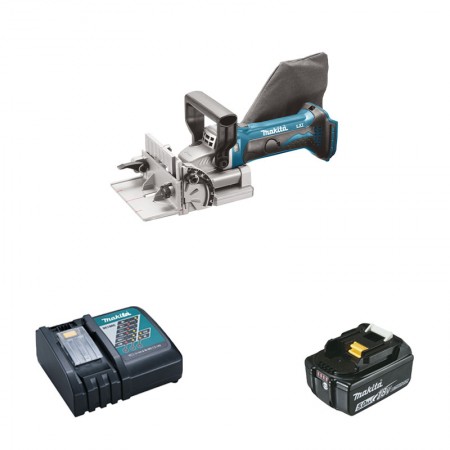 Lamelleuse 18V DPJ180Z + 1 batterie BL1850B 18V 5 Ah + 1 chargeur rapide DC18RC MAKITA