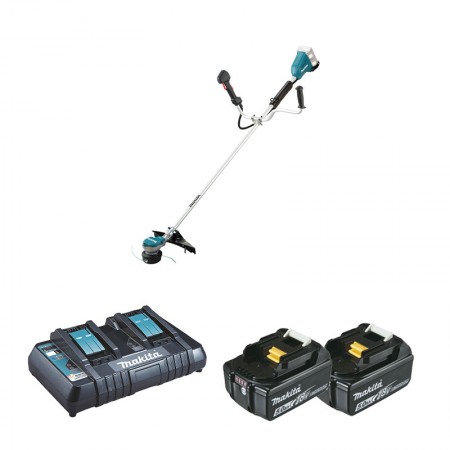 Coupe-bordure 2x18V DUR368AZ + 2 batteries BL1850B 18V 5 Ah + 1 chargeur rapide double DC18RD MAKITA