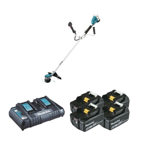 Coupe-bordure 2x18V DUR368AZ + 4 batteries BL1850B 18V 5 Ah + 1 chargeur rapide double DC18RD MAKITA