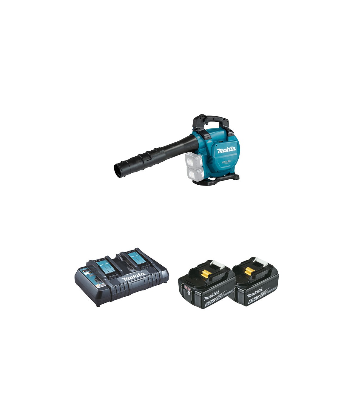 Aspirateur-Broyeur Souffleur 2x18V DUB363ZV + 2 batteries BL1850B 18V 5 Ah + 1 chargeur rapide double DC18RC MAKITA
