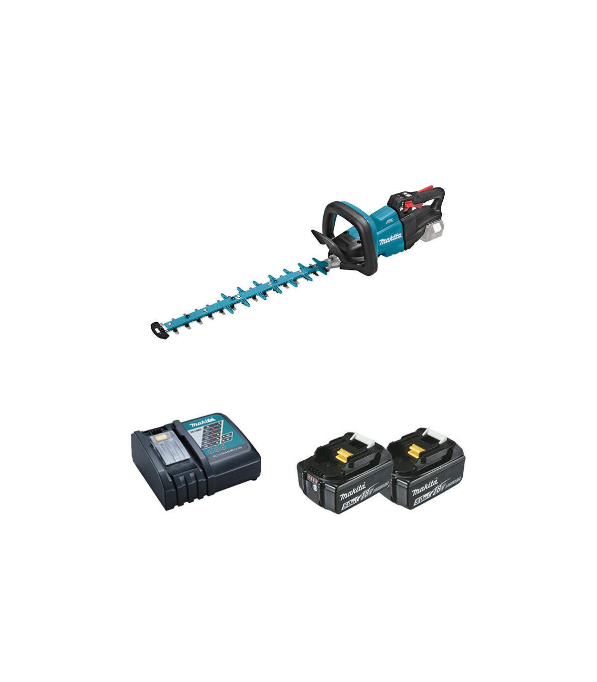 Taille-haie 18V 50cm DUH502Z + 2 batteries BL1850B 18V 5 Ah + 1 chargeur rapide DC18RC MAKITA