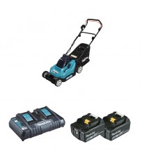 Tondeuse 2x18V 38cm DLM382Z + 2 batteries BL1850B 18V 5 Ah + 1 chargeur rapide double DC18RD MAKITA
