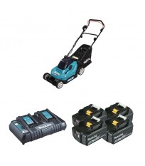 Tondeuse 2x18V 38cm DLM382Z + 4 batteries BL1850B 18V 5 Ah + 1 chargeur rapide double DC18RD MAKITA