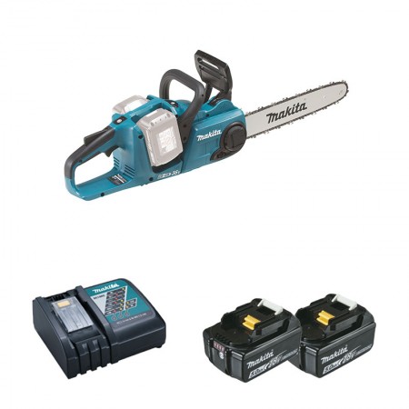 Tronçonneuse 2x18V 35cm DUC353Z + 2 batteries BL1850B 18V 5 Ah + 1 chargeur rapide DC18RC MAKITA
