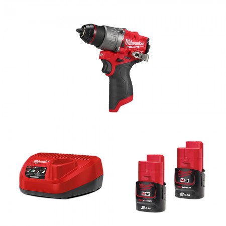 Perceuse-visseuse 12V M12 FDD2 + 2 batteries 12V 2 Ah + chargeur C12C MILWAUKEE