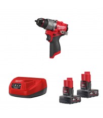 Perceuse-visseuse 12V M12 FDD2 + 2 batteries 12V 4 Ah + chargeur C12C MILWAUKEE