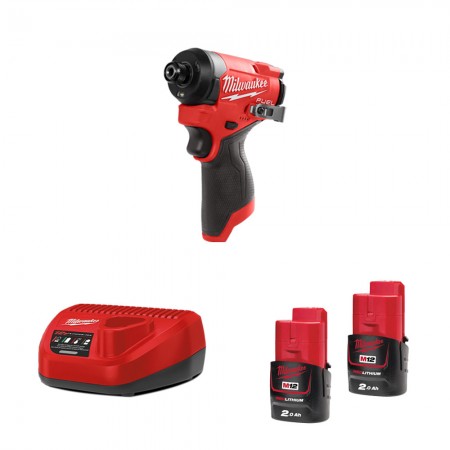 Visseuse à chocs 12V M12 FID2-0 + 2 batteries 12V 2 Ah + chargeur C12C MILWAUKEE