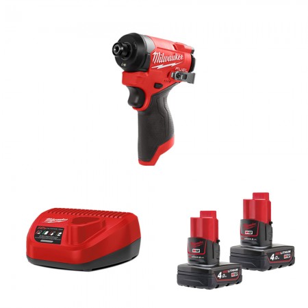 Visseuse à chocs 12V M12 FID2-0 + 2 batteries 12V 4 Ah + chargeur C12C MILWAUKEE