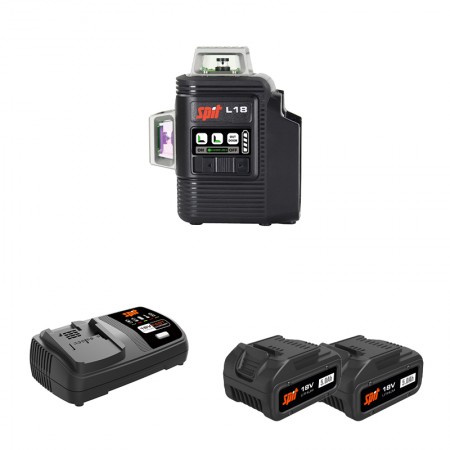 Laser vert  L18 18V + 2 batteries 18V 5 Ah + chargeur rapide SPIT
